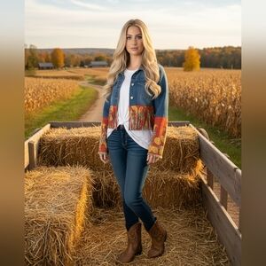 UPCYCLED Denim/Kantha Jacket Sz Large